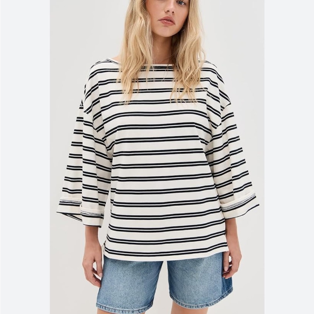 FREE PEOPLE Cest La Vie Tee in Black Combo